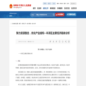 聚力资源整合，优化产业结构--丰泽区主要经济载体分析-统计分析-统计信息-政务公开-泉州市丰泽区人民政府