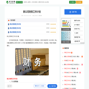 新公司财务工作计划 3篇