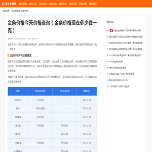 金条价格今天价格查询（金条价格现在多少钱一克）_金价查询网